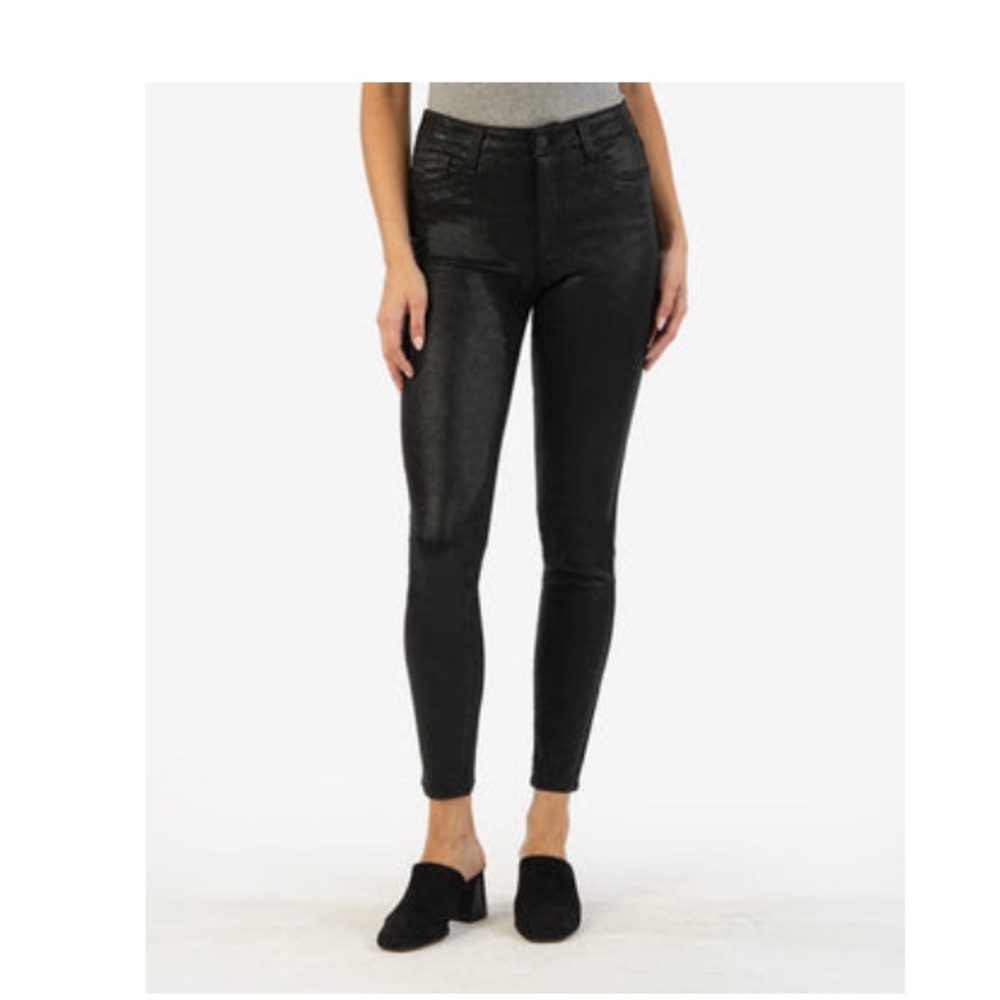 Kut from the Kloth Mia High Rise Ab Fab Slim Coated Black Jeans